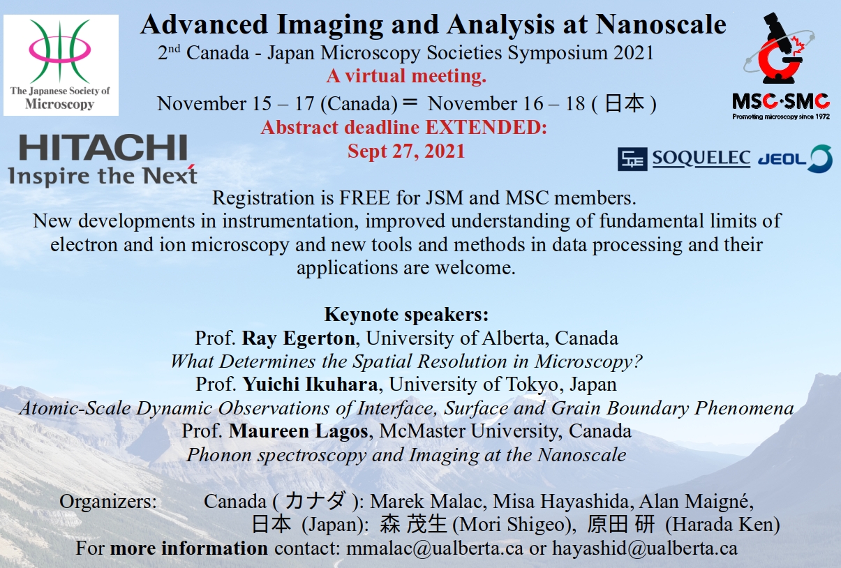 Le 2e Symposium canada -Japon sur les soci&#233;t&#233;s de microscopie 2021